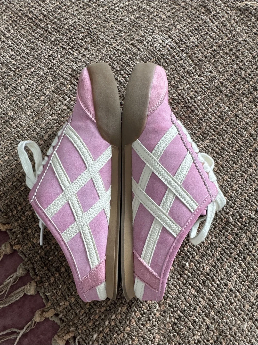 Women’s Pink Suede Lace-Up Sneakers